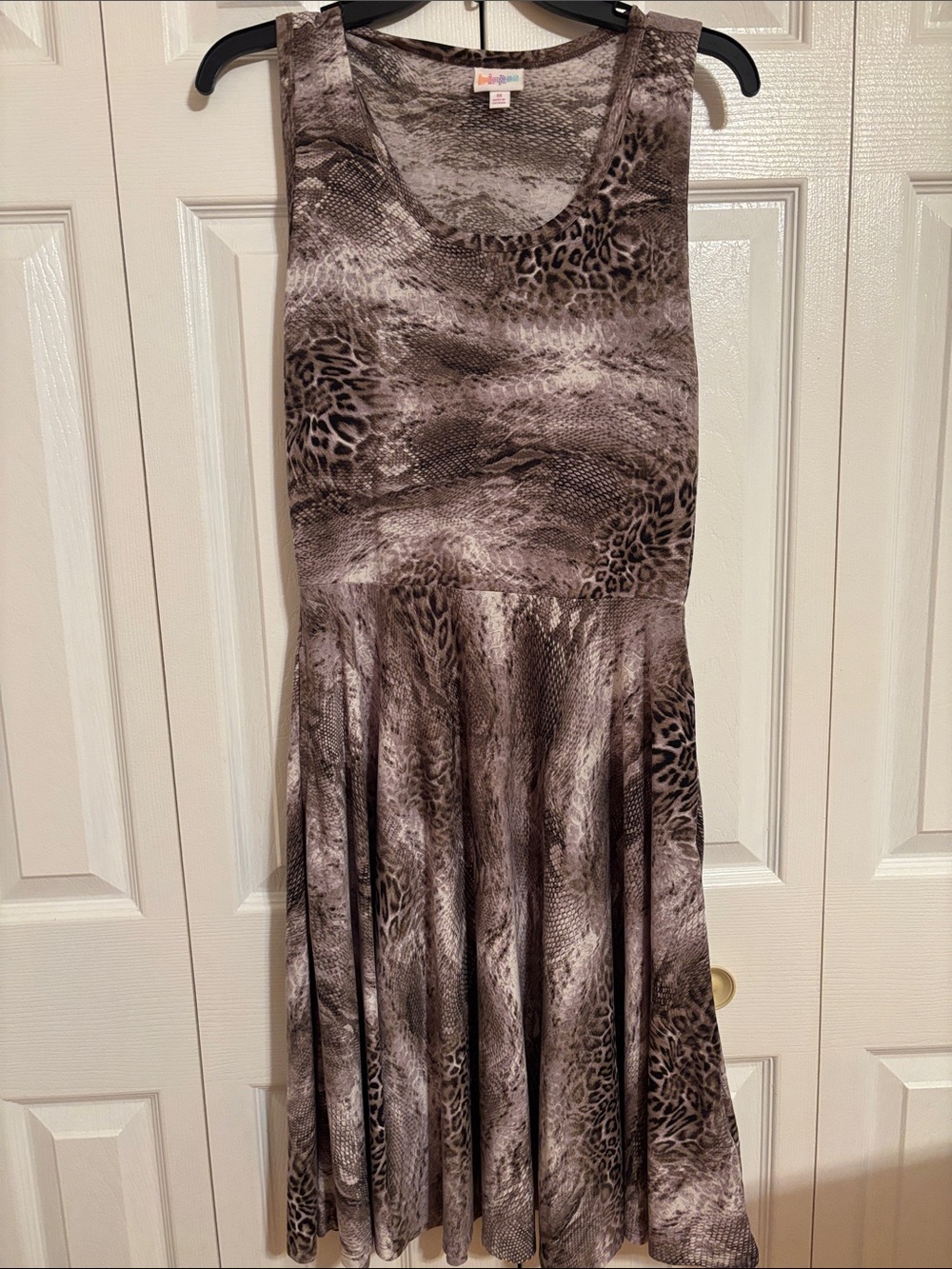 LuLaRoe Nicki Sleeveless Brown Animal Print Fit & Flare Dress